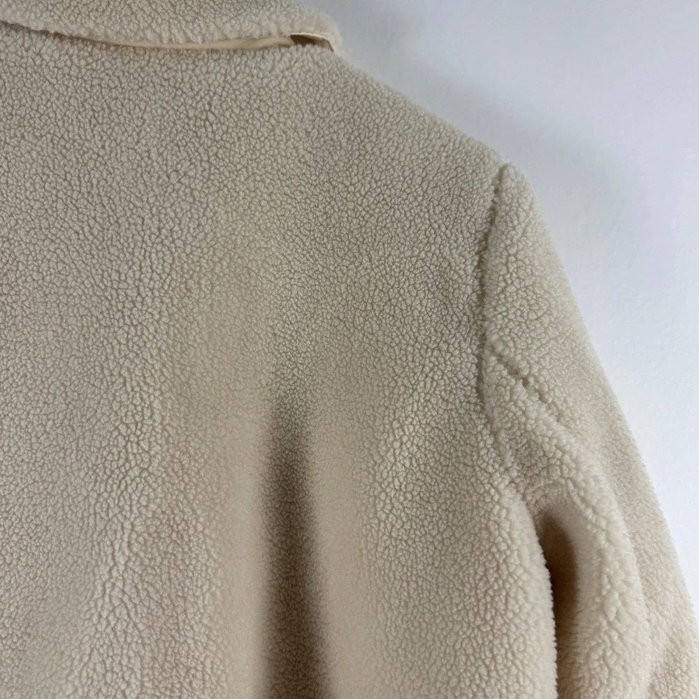 Rebecca Minkoff Sherpa Fleece Teddy Coat Cream Button‎ Front Pockets Women's S